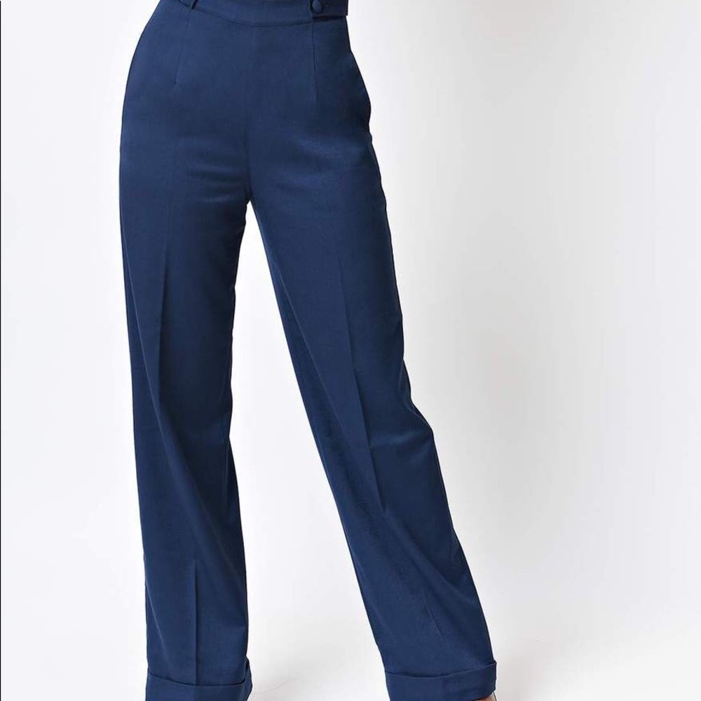 1940’s style High Waist  Navy Blue Trouser